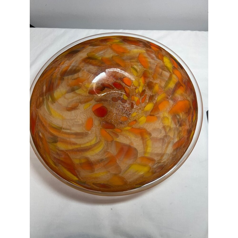 Italian Orange Red & Yellow Glass Bowl 15''